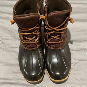 Sperry Saltwater Tan Dark Brown Boots